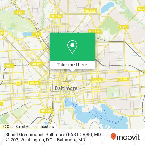Mapa de St and Greenmount, Baltimore (EAST CASE), MD 21202