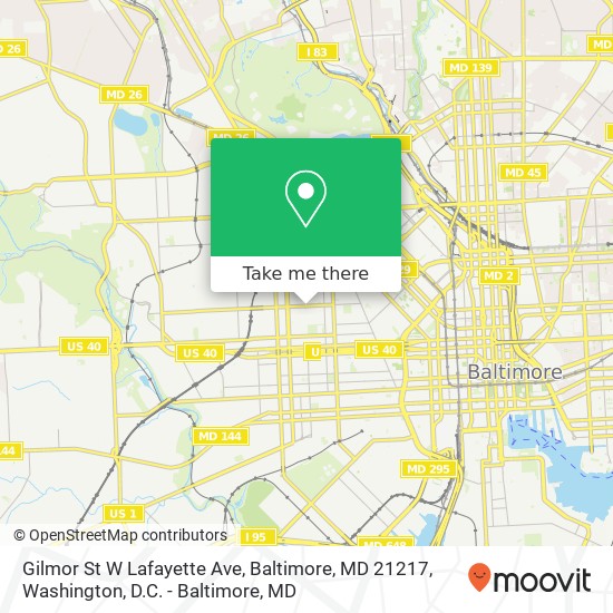 Gilmor St W Lafayette Ave, Baltimore, MD 21217 map