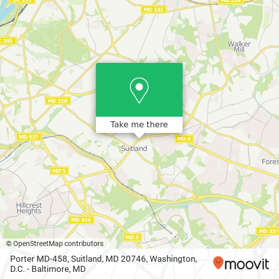 Porter MD-458, Suitland, MD 20746 map