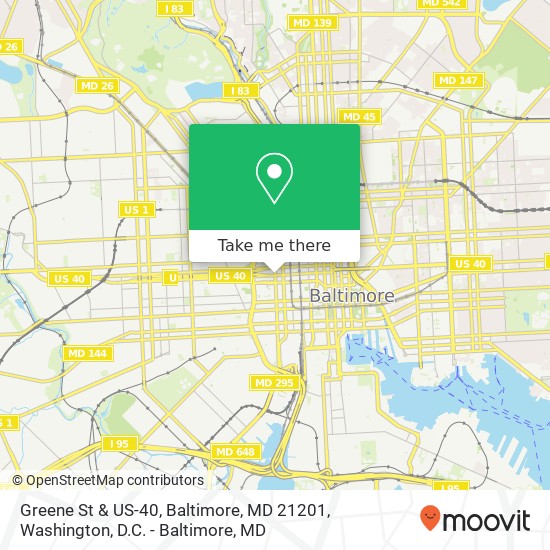 Greene St & US-40, Baltimore, MD 21201 map