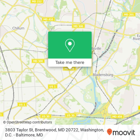 Mapa de 3803 Taylor St, Brentwood, MD 20722