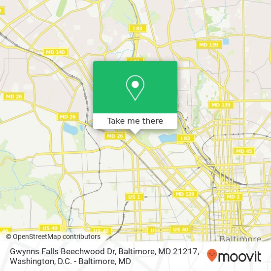 Gwynns Falls Beechwood Dr, Baltimore, MD 21217 map