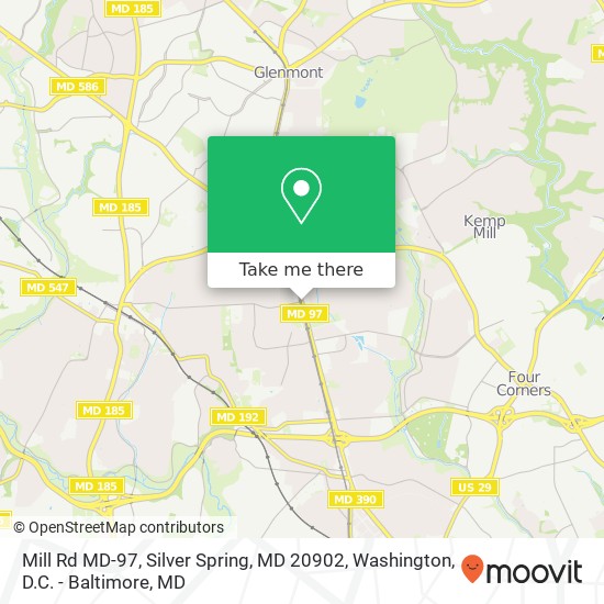 Mapa de Mill Rd MD-97, Silver Spring, MD 20902