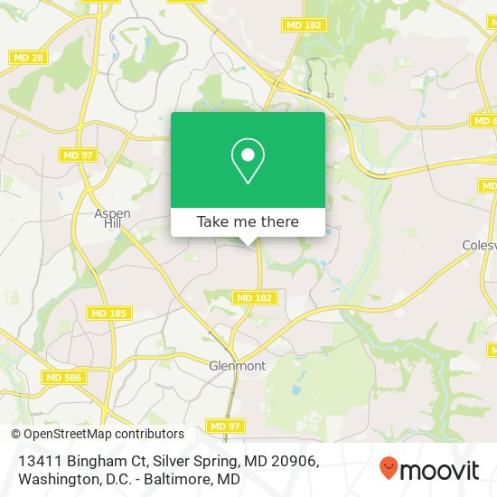 Mapa de 13411 Bingham Ct, Silver Spring, MD 20906