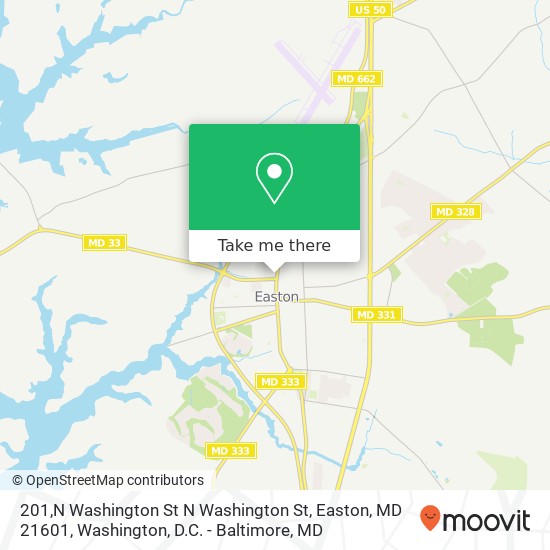 Mapa de 201,N Washington St N Washington St, Easton, MD 21601