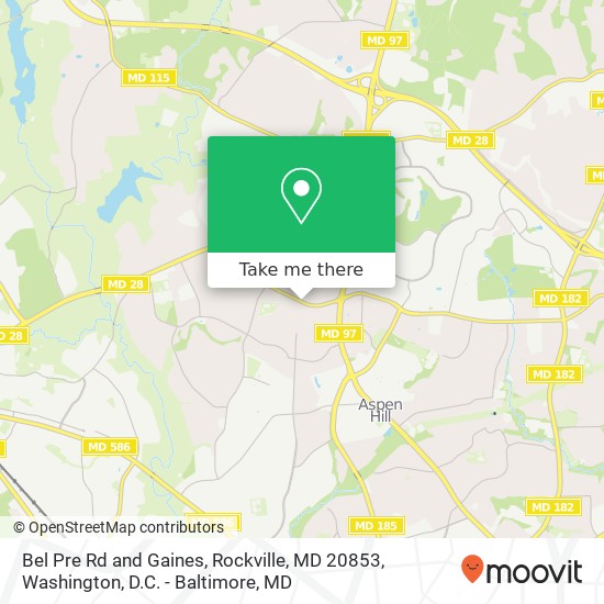 Bel Pre Rd and Gaines, Rockville, MD 20853 map