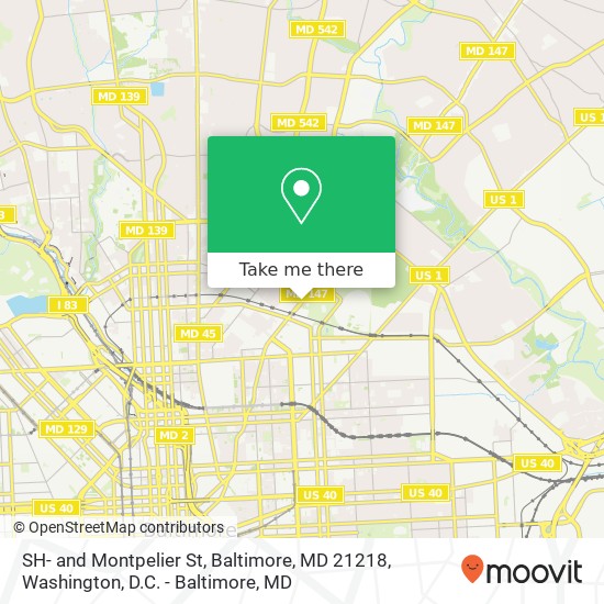 Mapa de SH- and Montpelier St, Baltimore, MD 21218