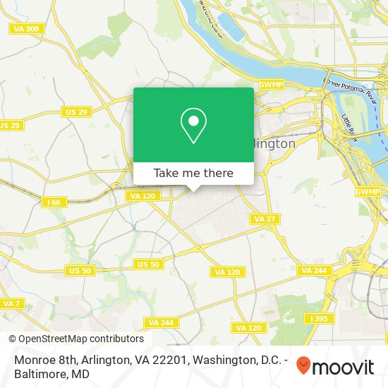 Mapa de Monroe 8th, Arlington, VA 22201