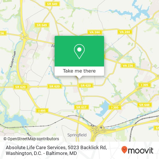 Absolute Life Care Services, 5023 Backlick Rd map