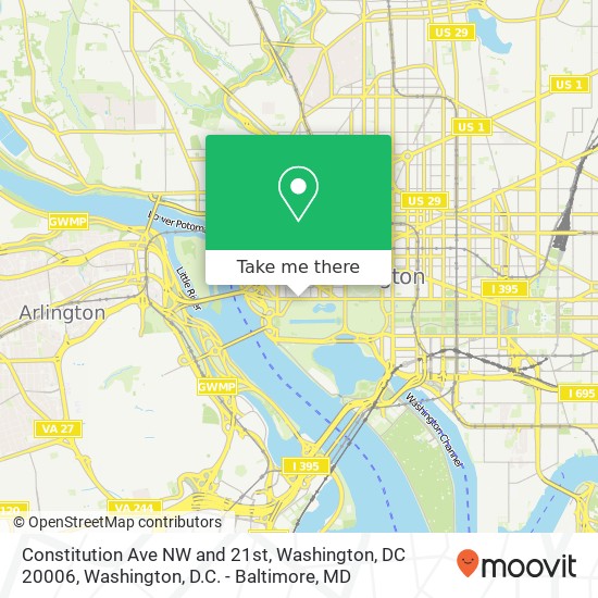 Constitution Ave NW and 21st, Washington, DC 20006 map