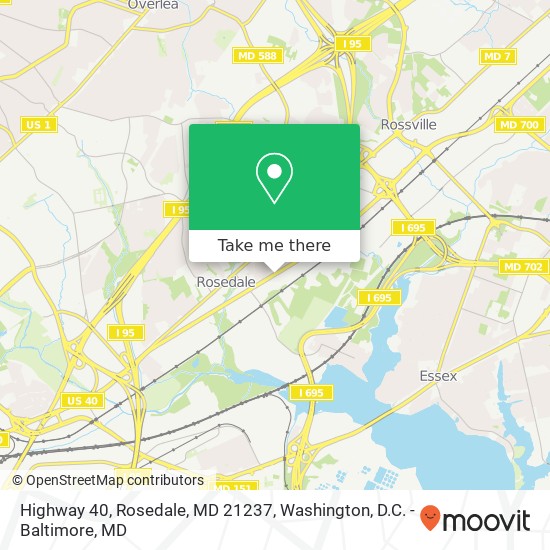 Highway 40, Rosedale, MD 21237 map