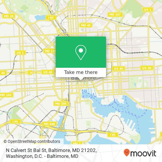 Mapa de N Calvert St Bal St, Baltimore, MD 21202