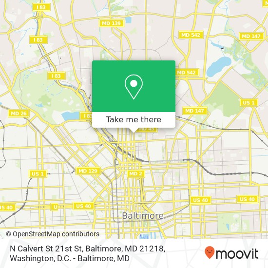 N Calvert St 21st St, Baltimore, MD 21218 map