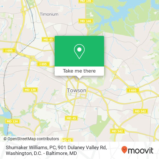 Mapa de Shumaker Williams, PC, 901 Dulaney Valley Rd