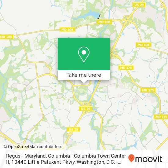 Regus - Maryland, Columbia - Columbia Town Center II, 10440 Little Patuxent Pkwy map