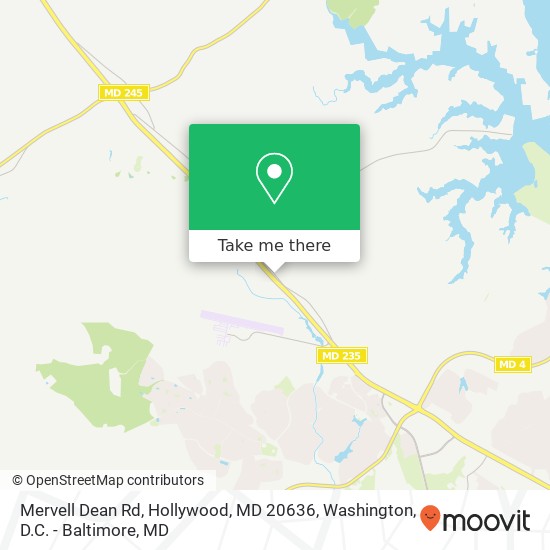 Mapa de Mervell Dean Rd, Hollywood, MD 20636