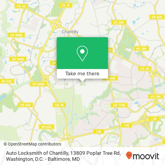 Mapa de Auto Locksmith of Chantilly, 13809 Poplar Tree Rd