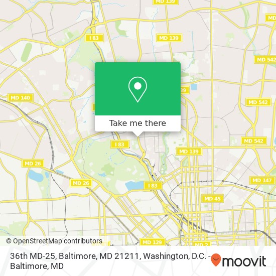 Mapa de 36th MD-25, Baltimore, MD 21211
