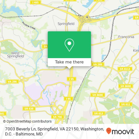 Mapa de 7003 Beverly Ln, Springfield, VA 22150