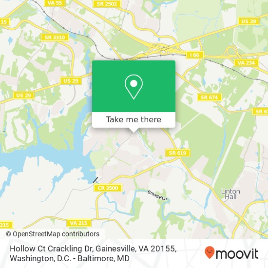 Mapa de Hollow Ct Crackling Dr, Gainesville, VA 20155