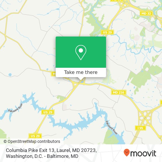 Mapa de Columbia Pike Exit 13, Laurel, MD 20723