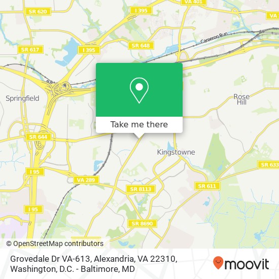 Grovedale Dr VA-613, Alexandria, VA 22310 map