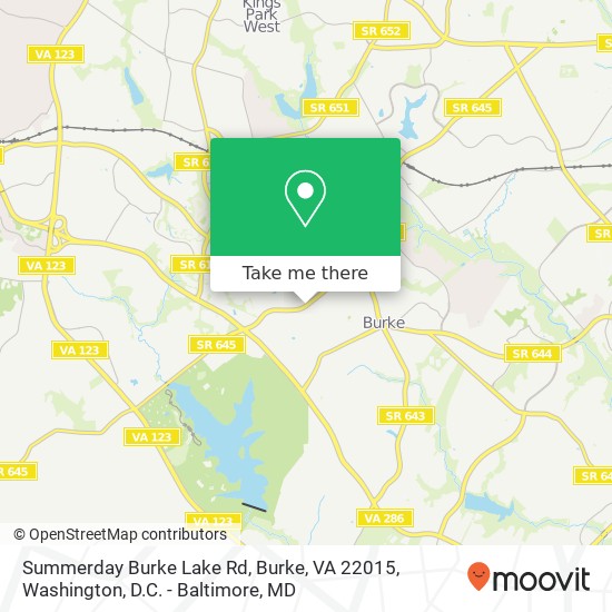 Mapa de Summerday Burke Lake Rd, Burke, VA 22015