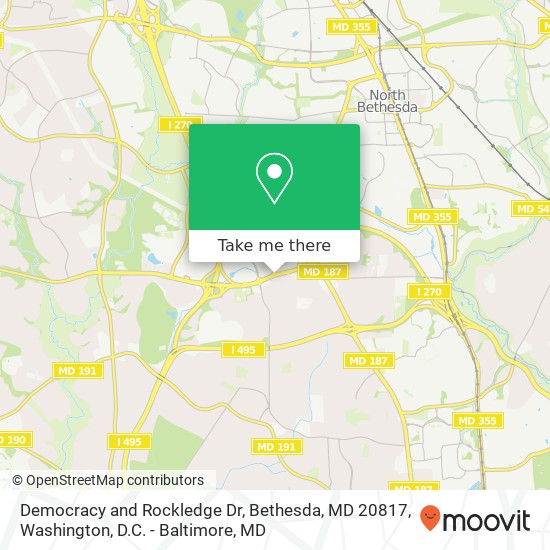 Mapa de Democracy and Rockledge Dr, Bethesda, MD 20817