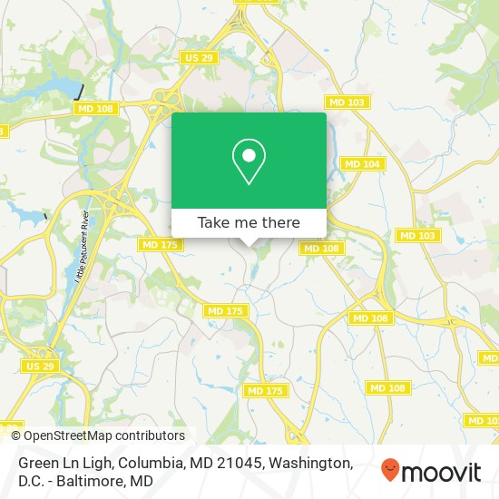 Mapa de Green Ln Ligh, Columbia, MD 21045