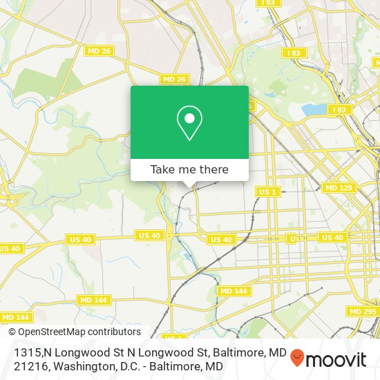 1315,N Longwood St N Longwood St, Baltimore, MD 21216 map