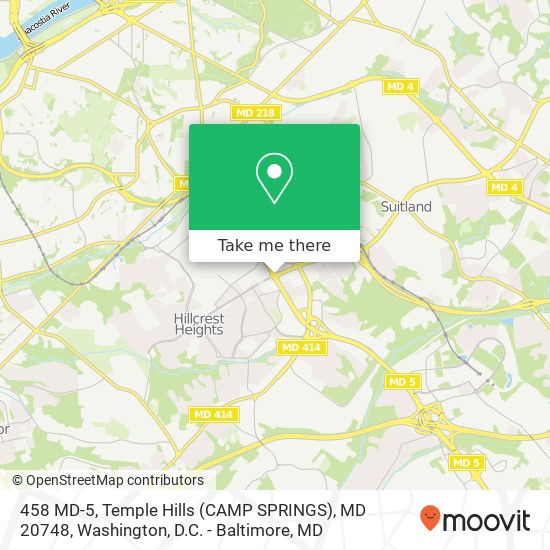 Mapa de 458 MD-5, Temple Hills (CAMP SPRINGS), MD 20748