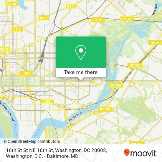 Mapa de 16th St St NE 16th St, Washington, DC 20002