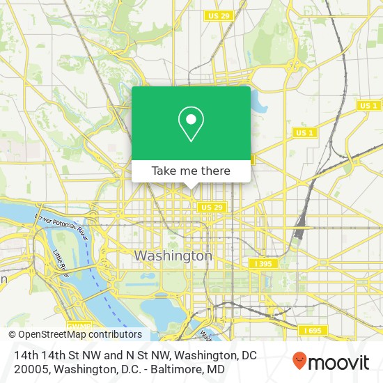 14th 14th St NW and N St NW, Washington, DC 20005 map