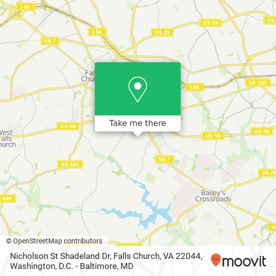 Mapa de Nicholson St Shadeland Dr, Falls Church, VA 22044
