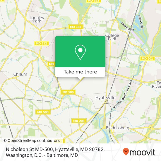 Mapa de Nicholson St MD-500, Hyattsville, MD 20782