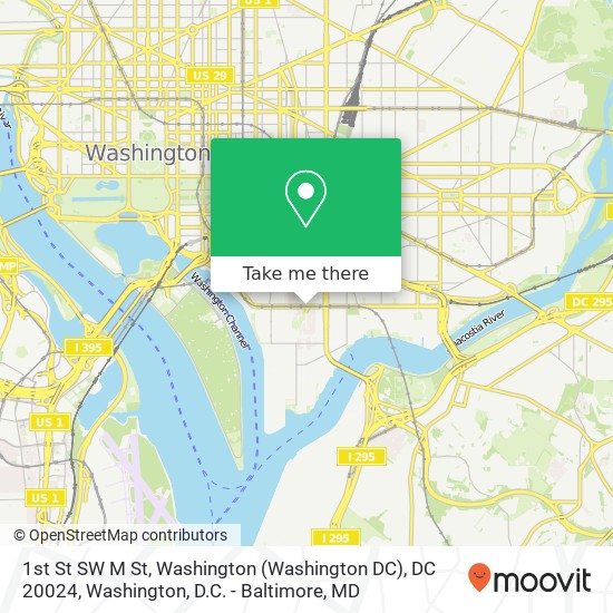 Mapa de 1st St SW M St, Washington (Washington DC), DC 20024