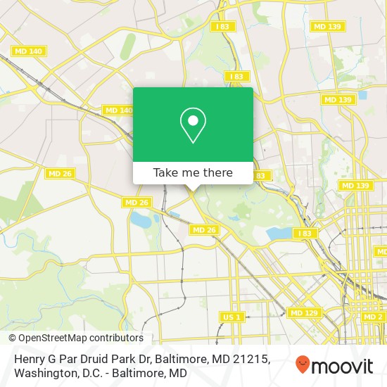 Mapa de Henry G Par Druid Park Dr, Baltimore, MD 21215