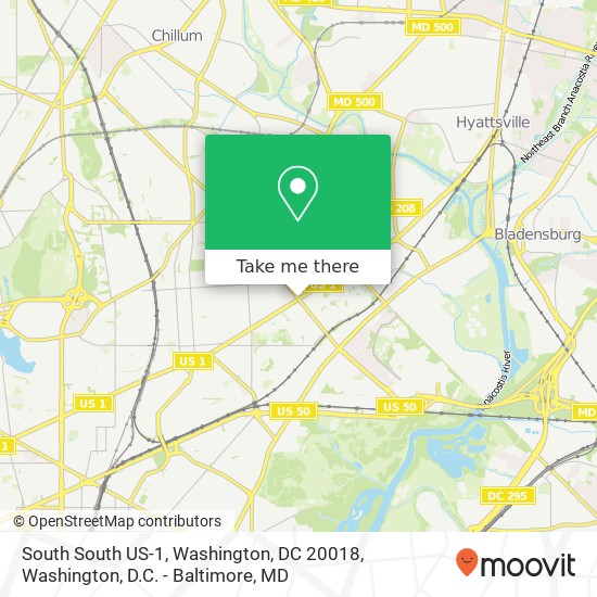 Mapa de South South US-1, Washington, DC 20018