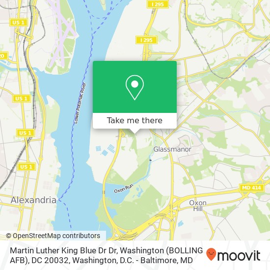 Mapa de Martin Luther King Blue Dr Dr, Washington (BOLLING AFB), DC 20032