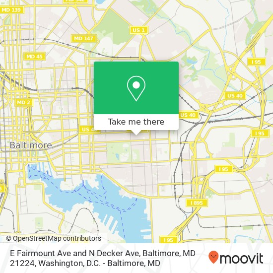 Mapa de E Fairmount Ave and N Decker Ave, Baltimore, MD 21224