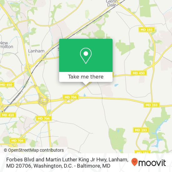 Forbes Blvd and Martin Luther King Jr Hwy, Lanham, MD 20706 map