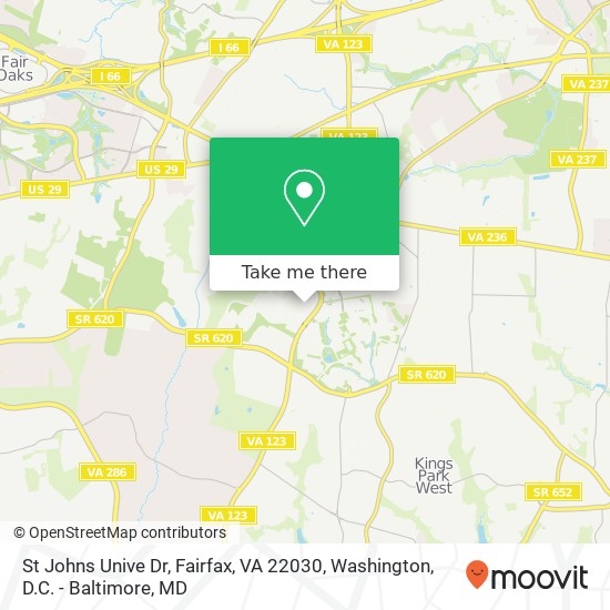 Mapa de St Johns Unive Dr, Fairfax, VA 22030