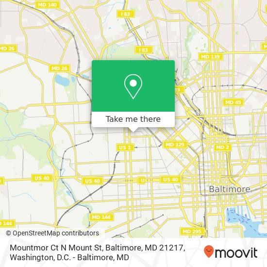 Mapa de Mountmor Ct N Mount St, Baltimore, MD 21217