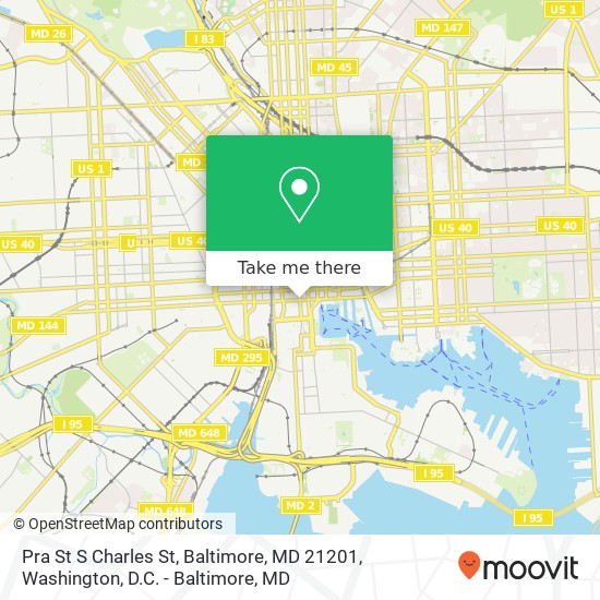 Mapa de Pra St S Charles St, Baltimore, MD 21201