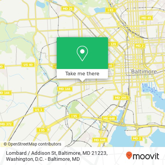 Lombard / Addison St, Baltimore, MD 21223 map