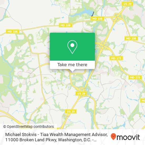 Mapa de Michael Stokvis - Tiaa Wealth Management Advisor, 11000 Broken Land Pkwy