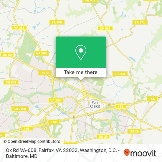 Ox Rd VA-608, Fairfax, VA 22033 map