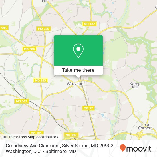 Mapa de Grandview Ave Clairmont, Silver Spring, MD 20902