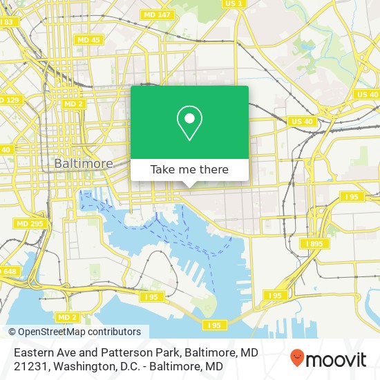 Eastern Ave and Patterson Park, Baltimore, MD 21231 map