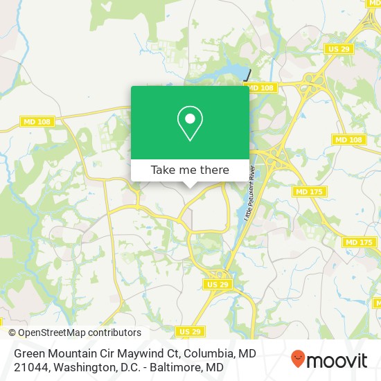 Mapa de Green Mountain Cir Maywind Ct, Columbia, MD 21044